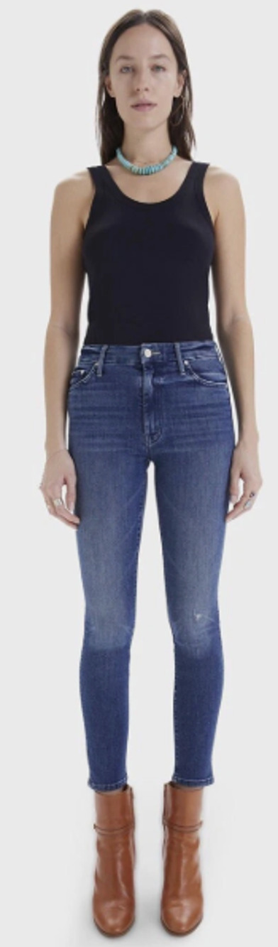 Mother The High Waisted Looker Ankle Jeans Blue Denim Size 27